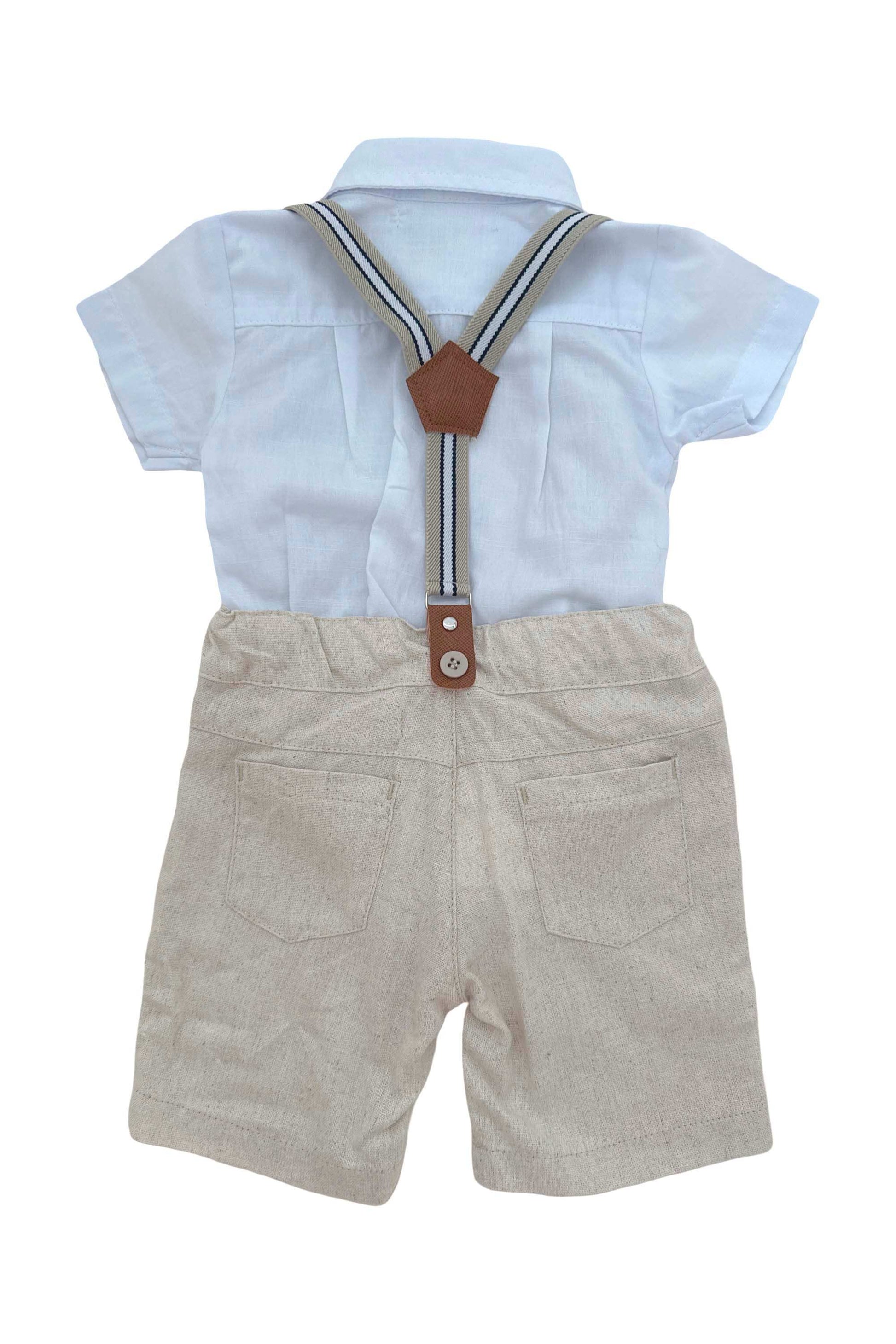 Conjunto Curto Bebê Suspensório Bege — foto 3