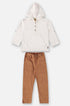 Conjunto Infantil para Menino Camisa Branca e Calça Sarja Caramelo — foto 2