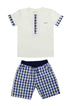 Conjunto Infantil Cielo Bermuda Xadrez e Camiseta Branca — foto 1