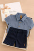Conjunto Infantil Menino Alfaiataria Camisa e Bermuda Azul Marinho — foto 2