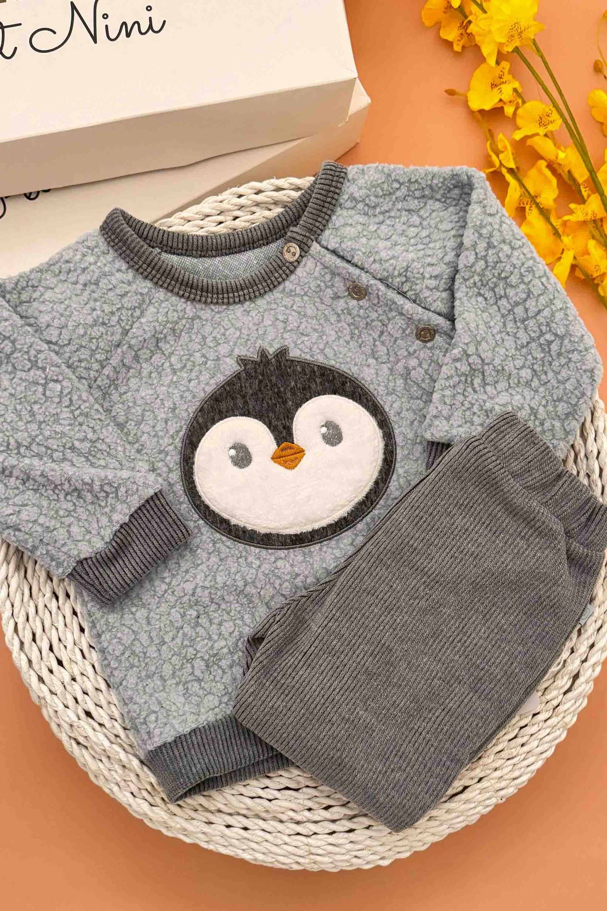 Conjunto Infantil Peluciado Pinguim Azul — foto 2