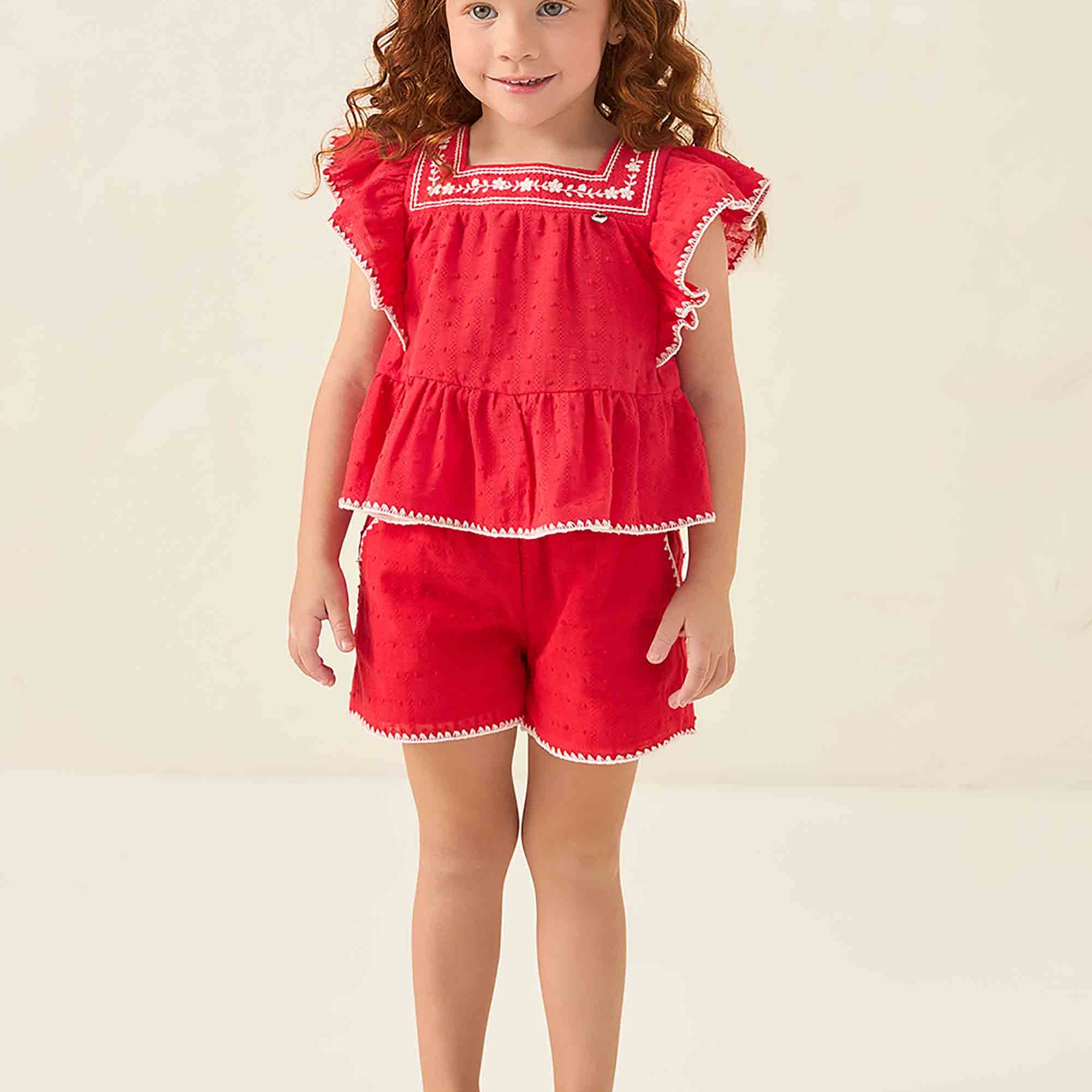 Conjunto Infantil Feminino Poá Vermelho Celebration — foto 1