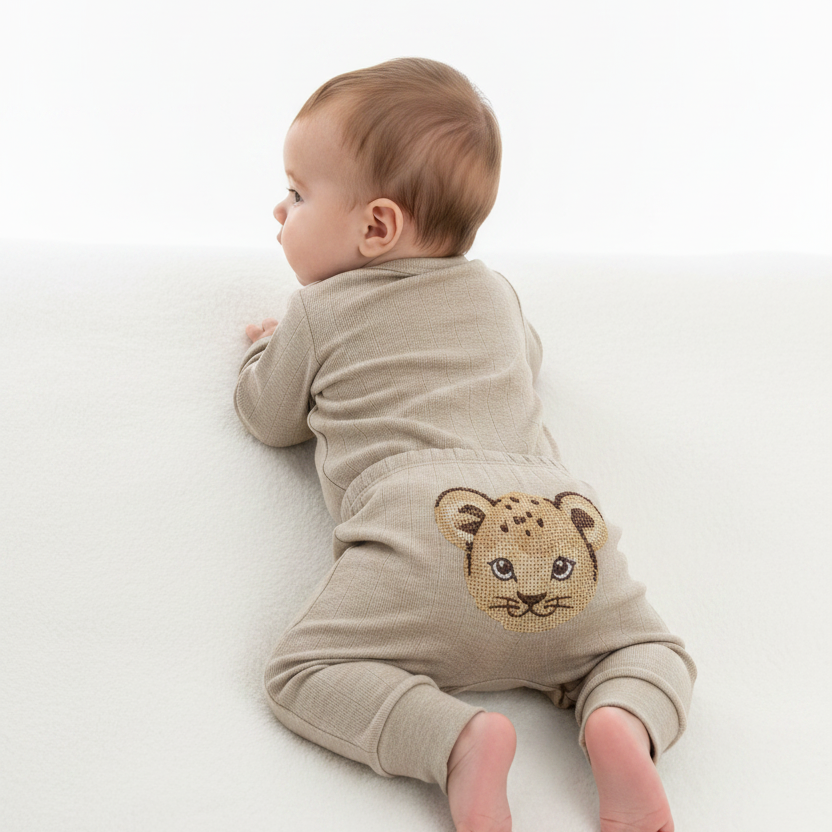 Conjunto Pagão Happy Family — Body e Calça com Bordado de Leão Bebê