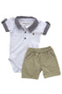 Conjunto Infantil Piemonte com Bermuda Bege e Body Branco com Gola Xadrez — foto 2