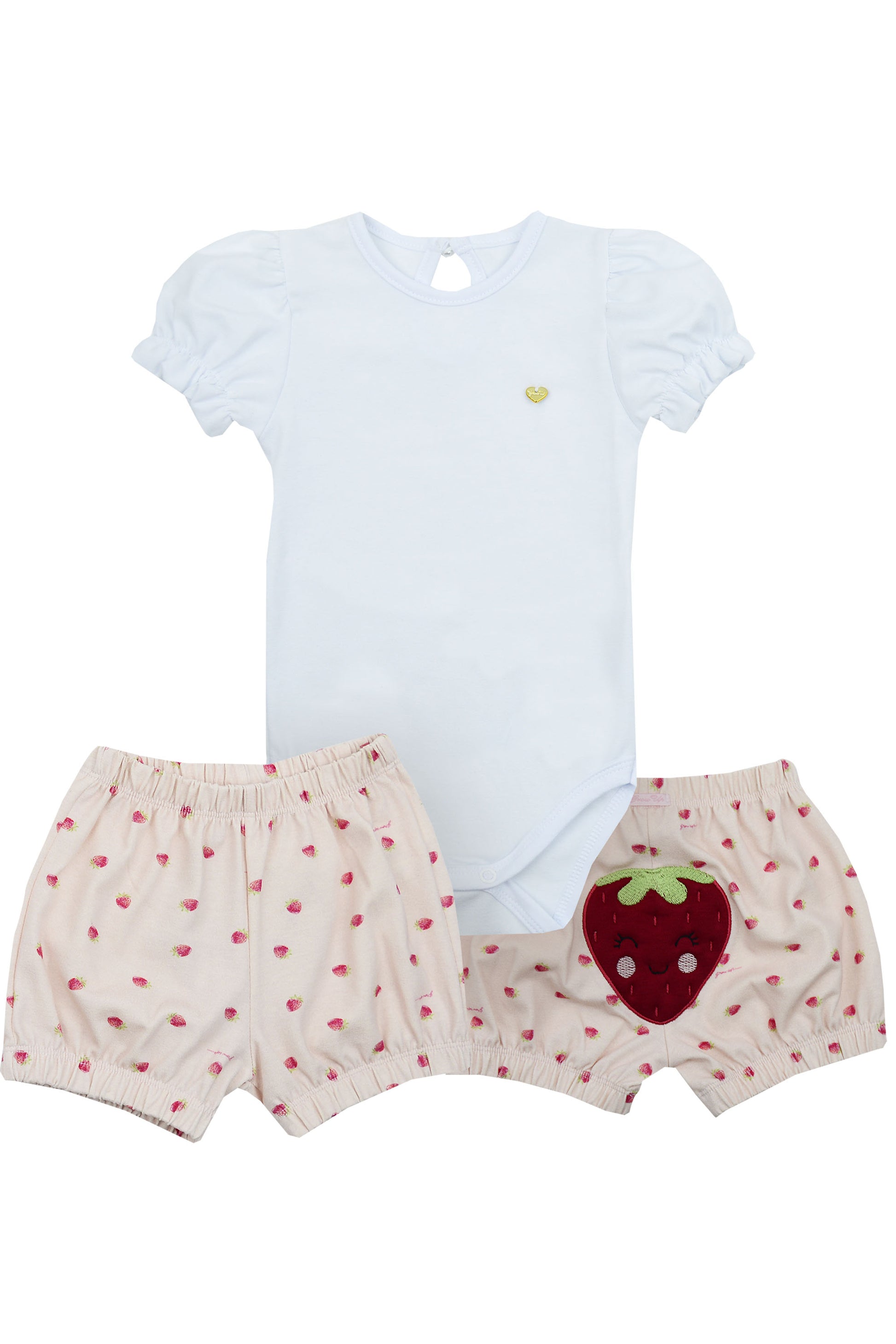 Conjunto Bebê Menina Body e Shorts Morango — foto 3