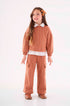 Conjunto Infantil em Malha para Meninas Jacquard Xadrez Marrom — foto 1