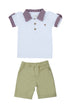 Conjunto Infantil Masculino Piemonte Polo com Gola Xadrez e Bermuda Bege — foto 2