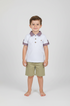 Conjunto Infantil Masculino Piemonte Polo com Gola Xadrez e Bermuda Bege — foto 1