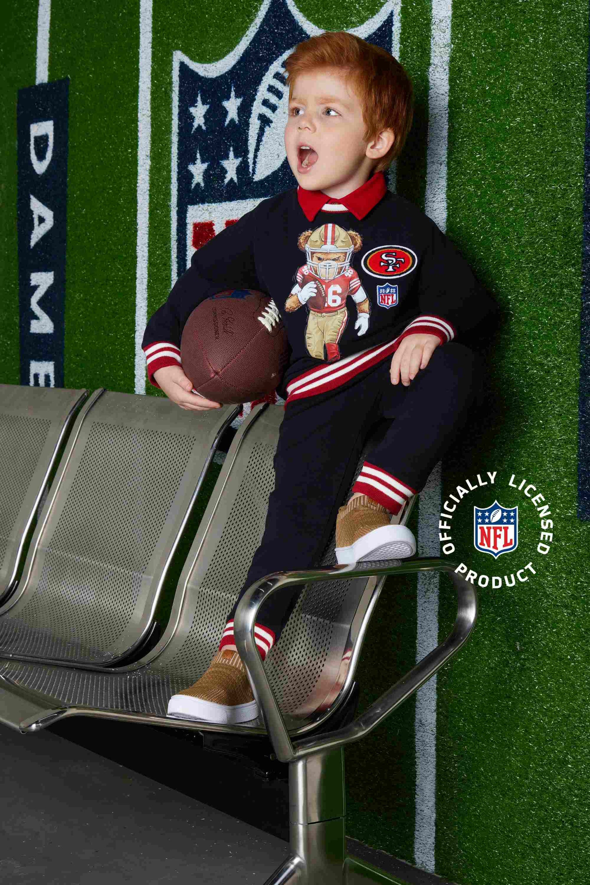 Moletom NFL Infantil SF 49ERS Preto com Estampa de Ursinho para Meninos — foto 2