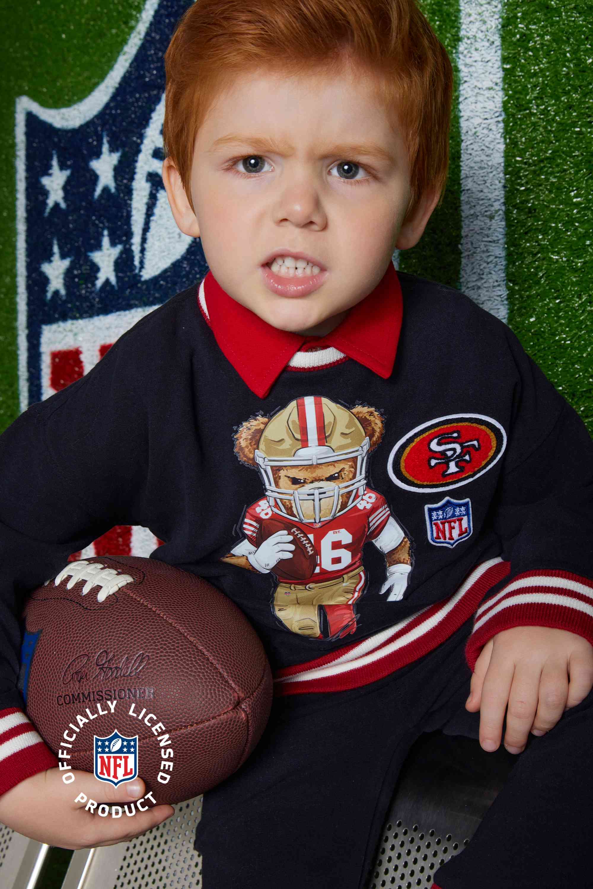 Moletom NFL Infantil SF 49ERS Preto com Estampa de Ursinho para Meninos — foto 1