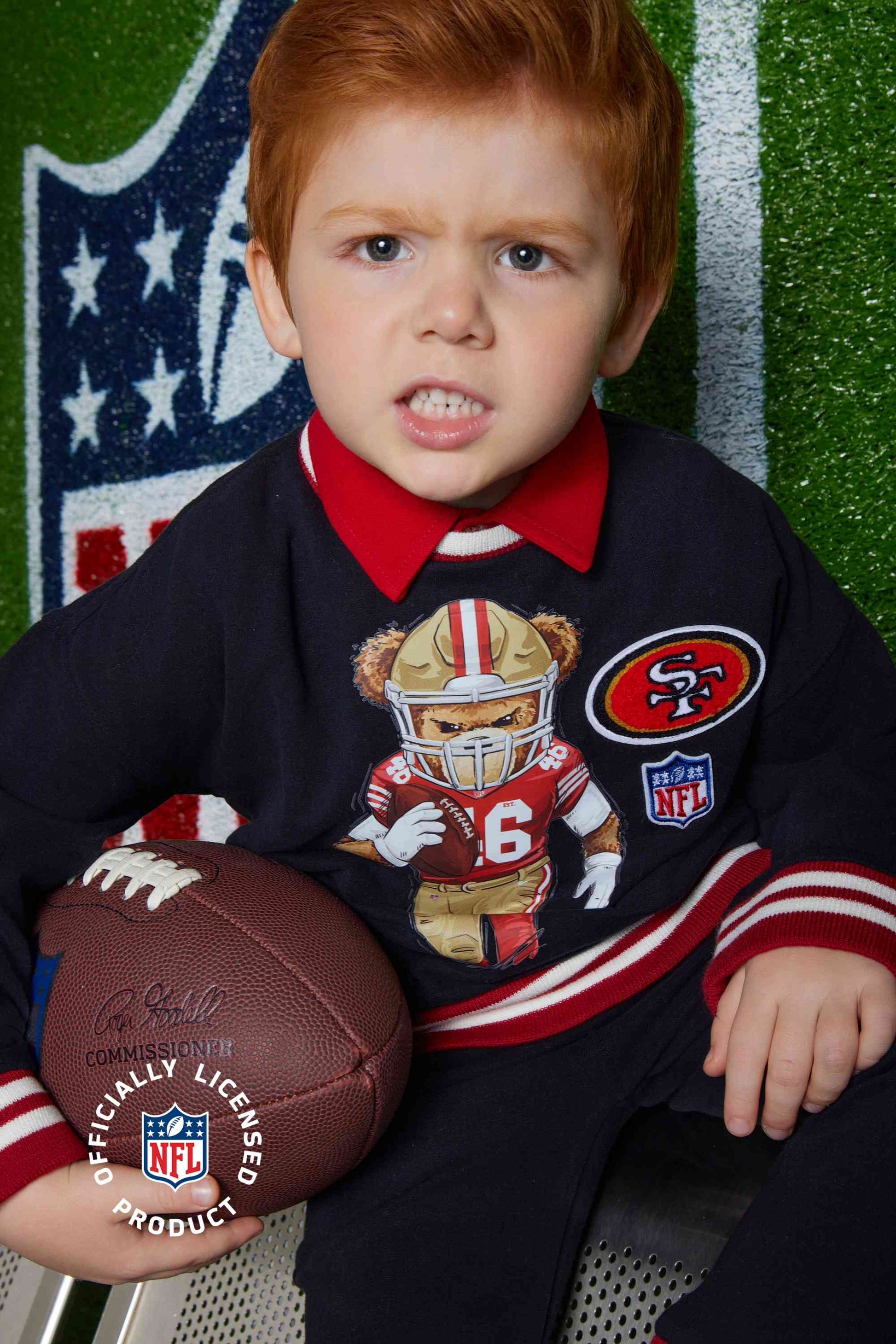 Moletom NFL Infantil SF 49ERS Preto com Estampa de Ursinho para Meninos — foto 1