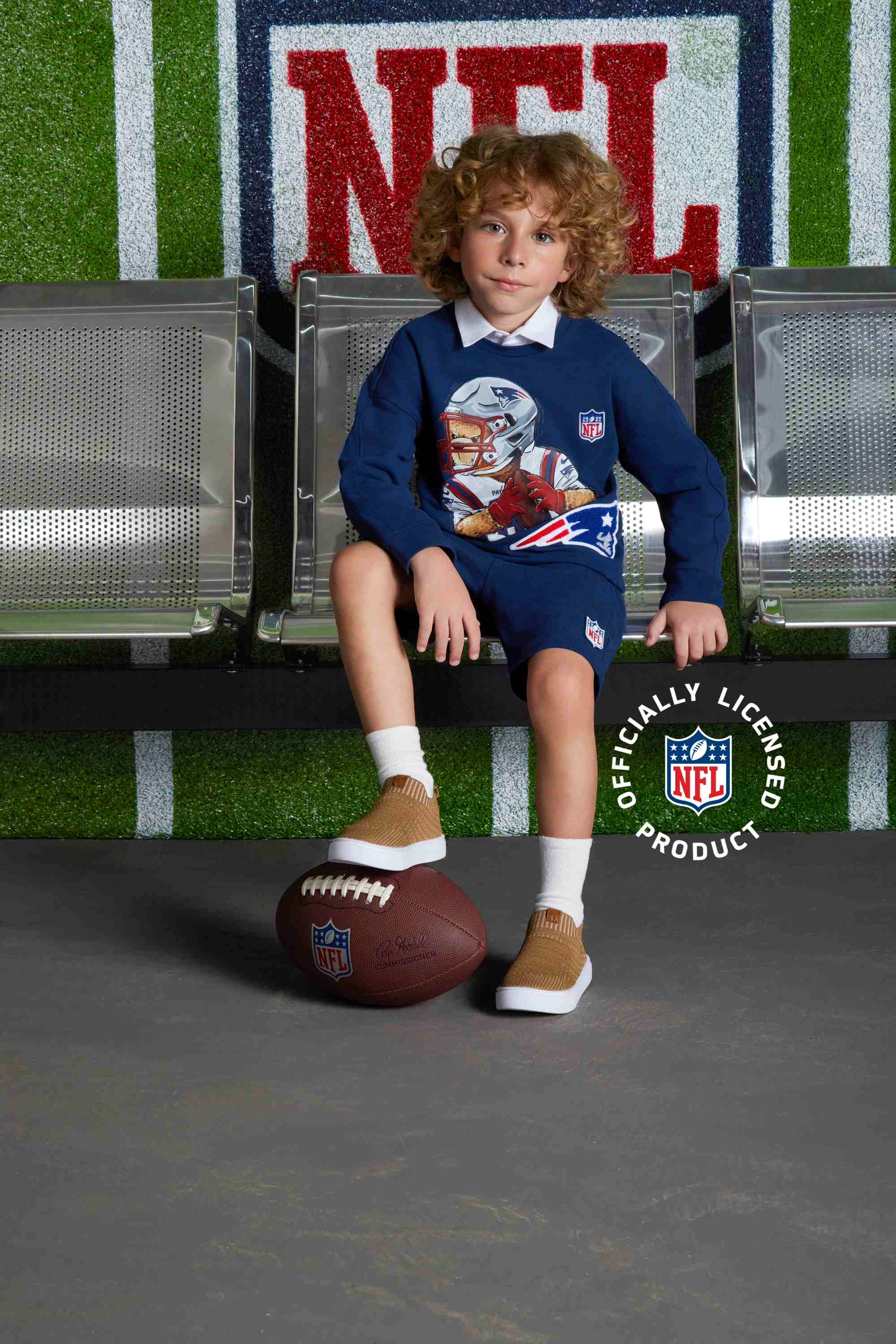 Moletom NFL Infantil Patriots Azul Marinho com Estampa de Ursinho — foto 1