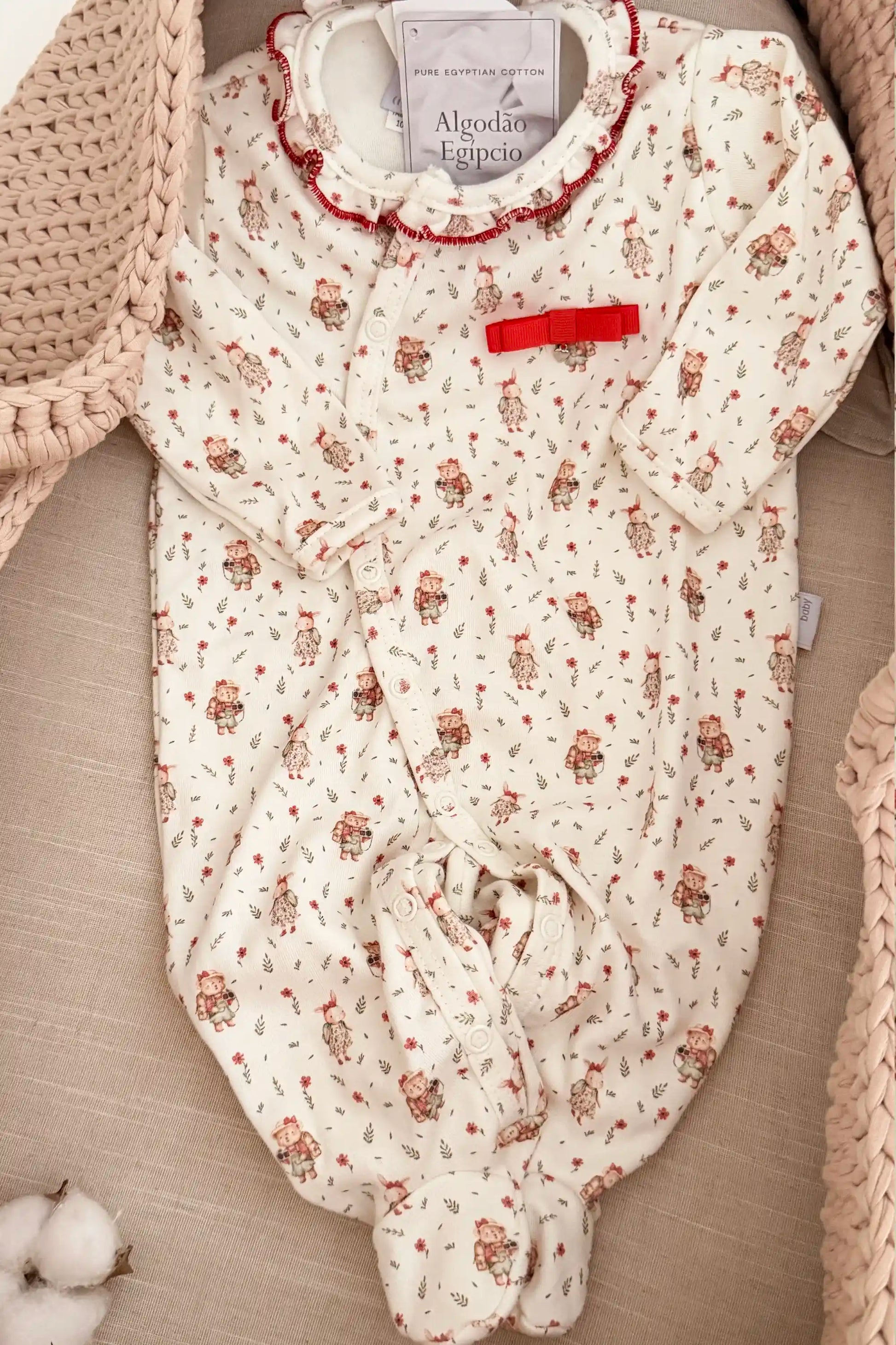 Macacão Bebê em Algodão Egípcio Estampado Ursinha Floral — foto 3