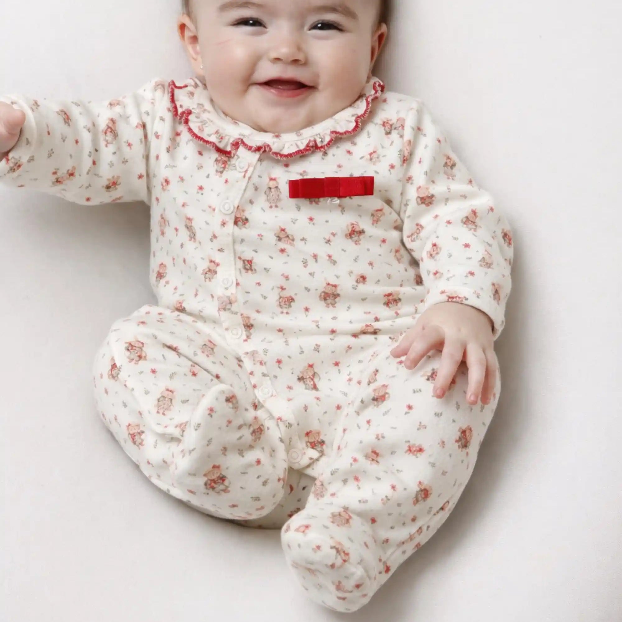Macacão Bebê em Algodão Egípcio Estampado Ursinha Floral — foto 1