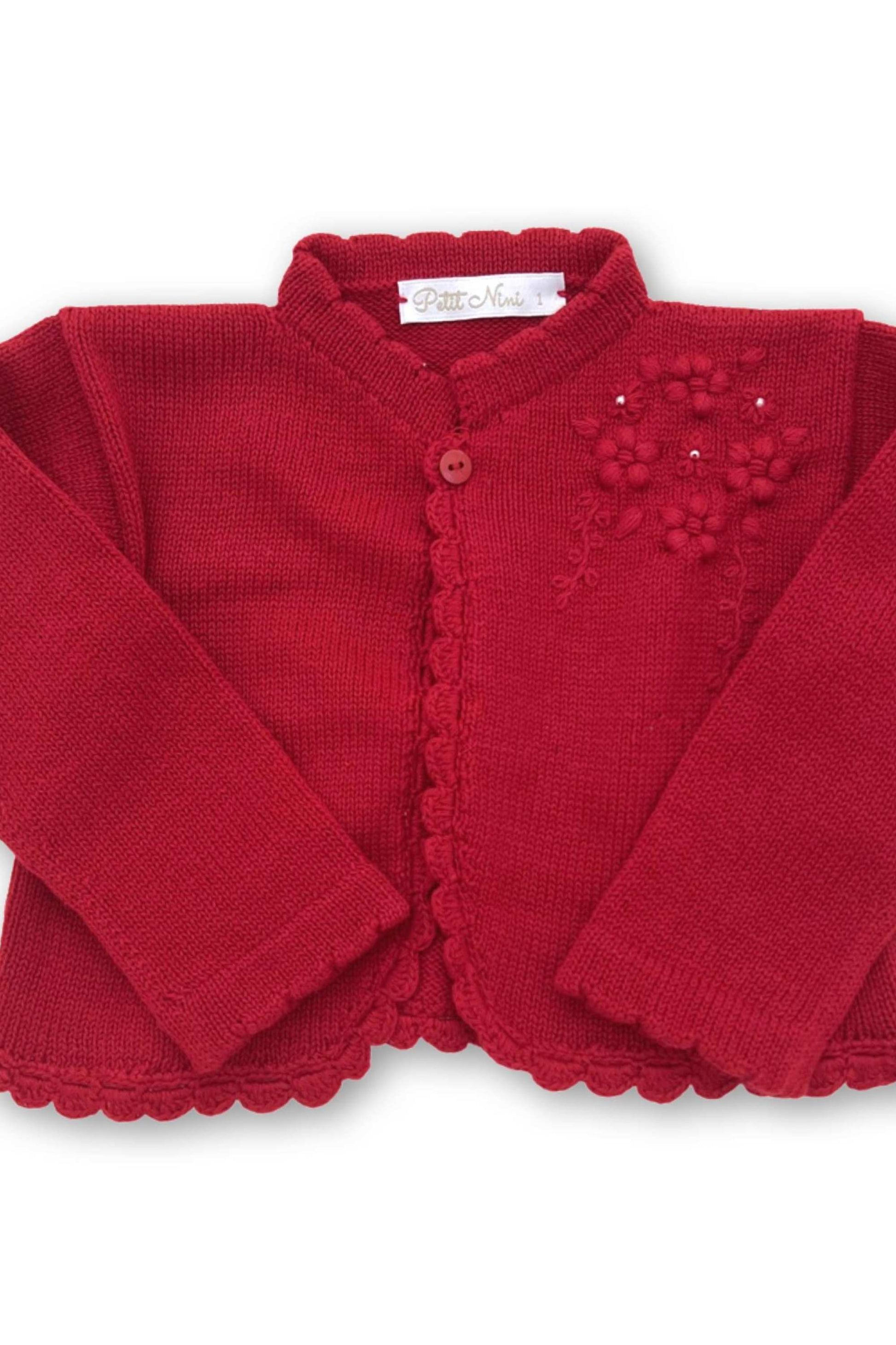 Bolero em Tricot Bordado Vermelho para Menina — foto 3