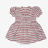 Body Vestido Bebê Listrado Rosa Bordado Moranguinhos