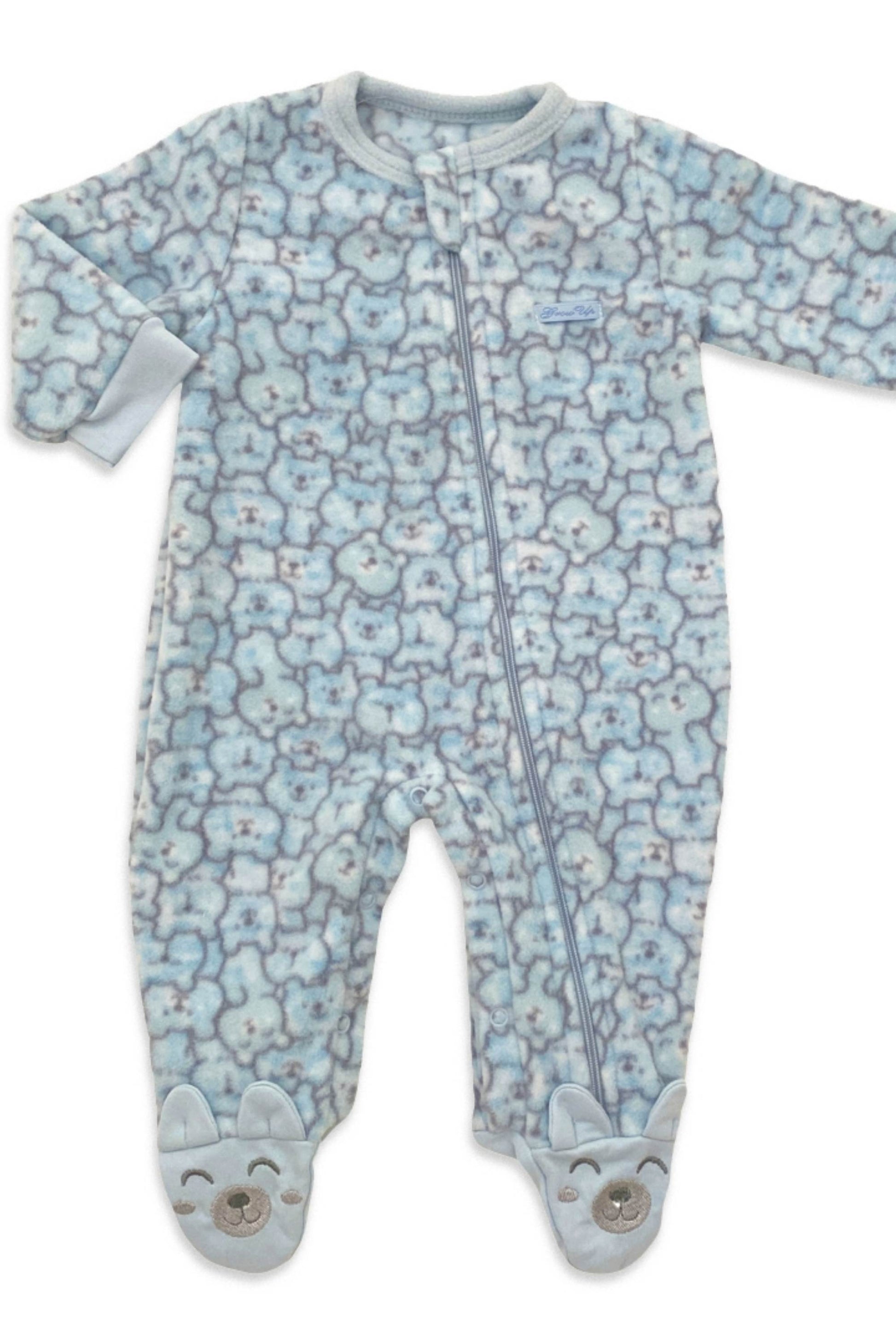 Pijama Macacão Bebê Menino Soft Estampa Urso Azul — foto 2