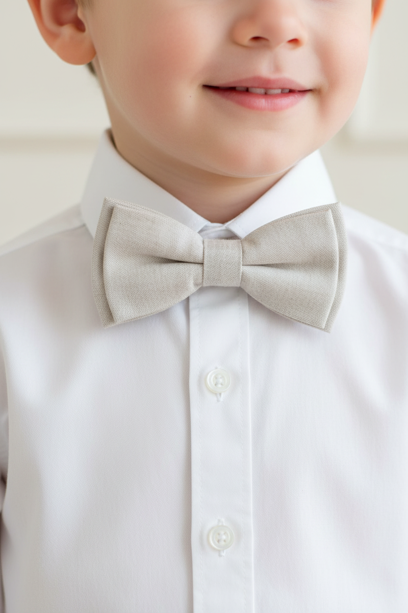 Gravata Borboleta Infantil Linho Cru
