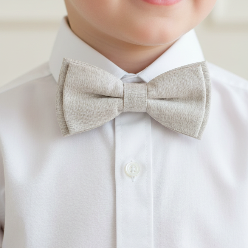 Gravata Borboleta Infantil Linho Cru
