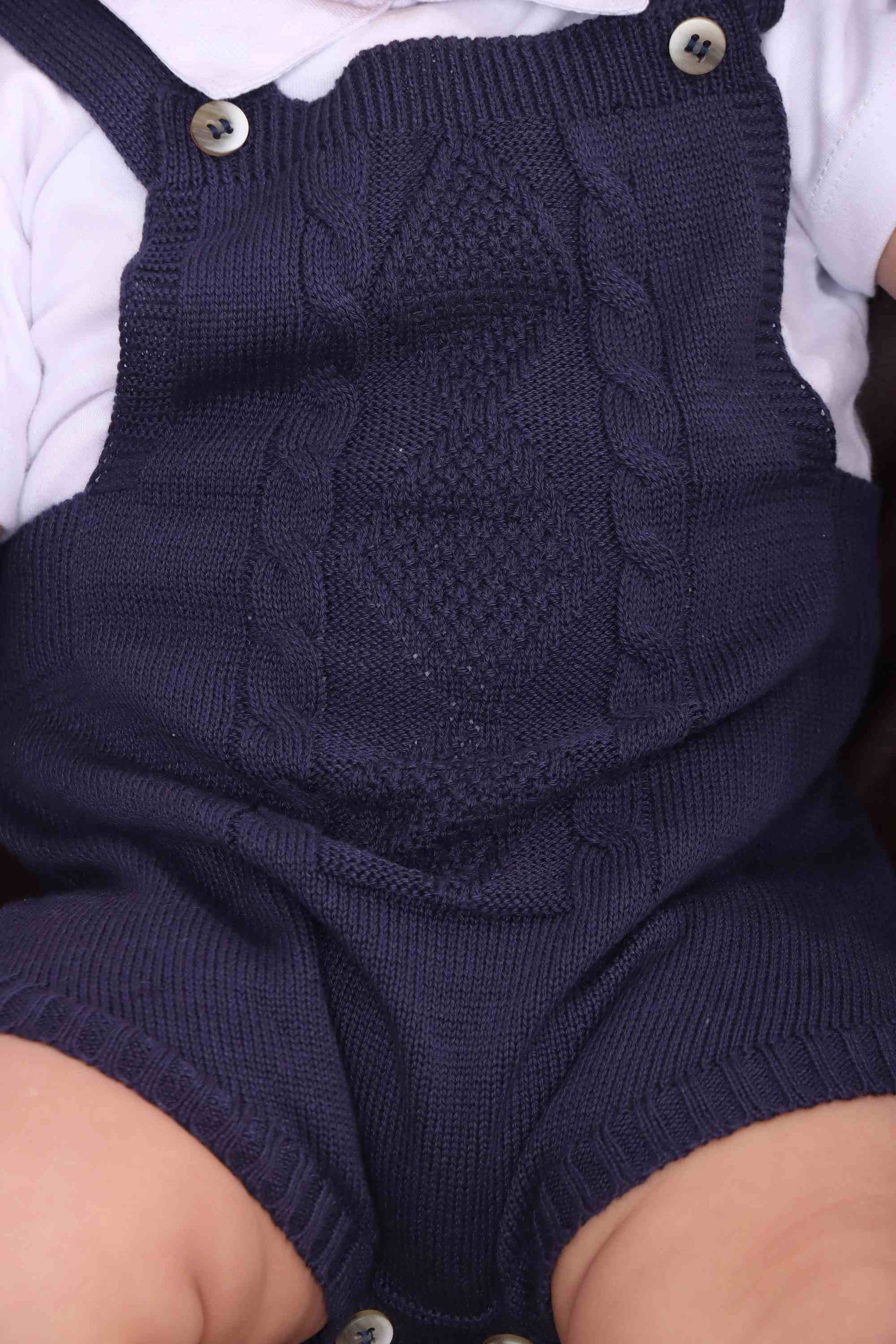 Romper Bebê Menino Azul Marinho e Tricô — foto 3