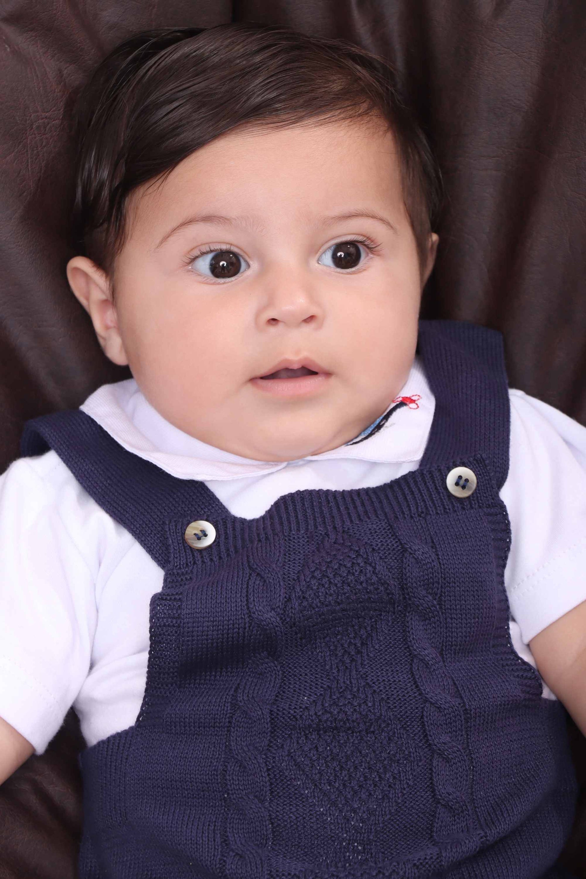 Romper Bebê Menino Azul Marinho e Tricô — foto 5