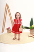 Vestido Infantil Letizia em Fustão com Renda e Nervuras Vermelho — foto 1