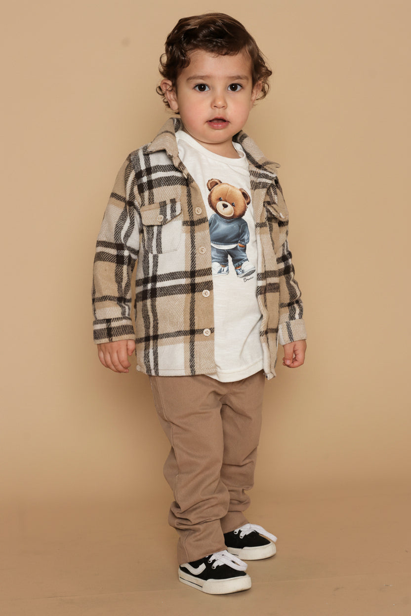 Camisa Infantil Menino Xadrez Marrom — foto 3