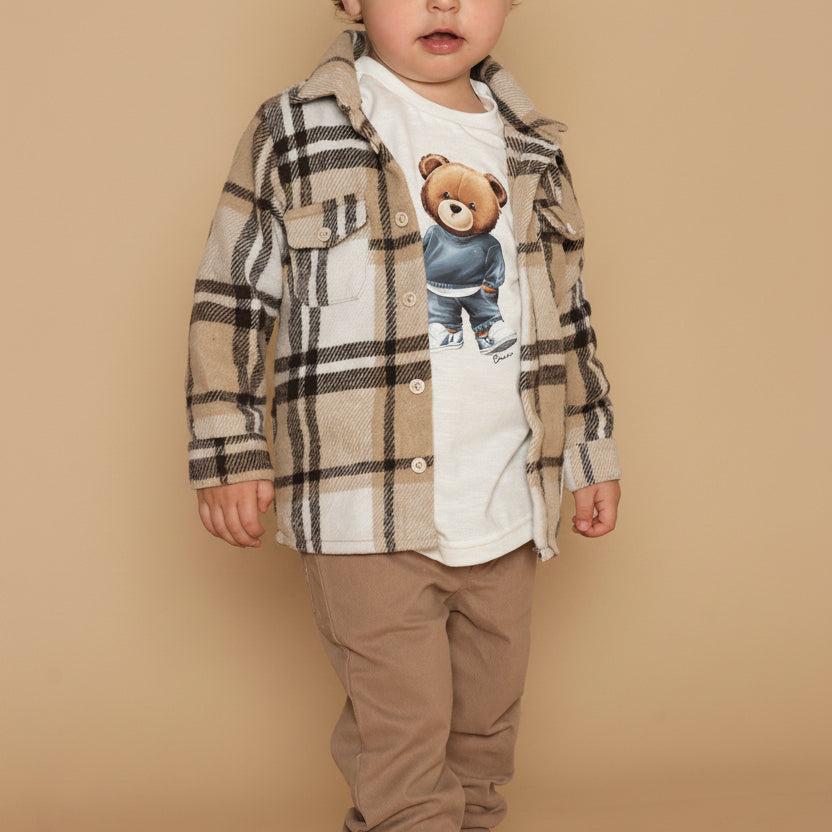 Camisa Infantil Menino Xadrez Marrom — foto 3