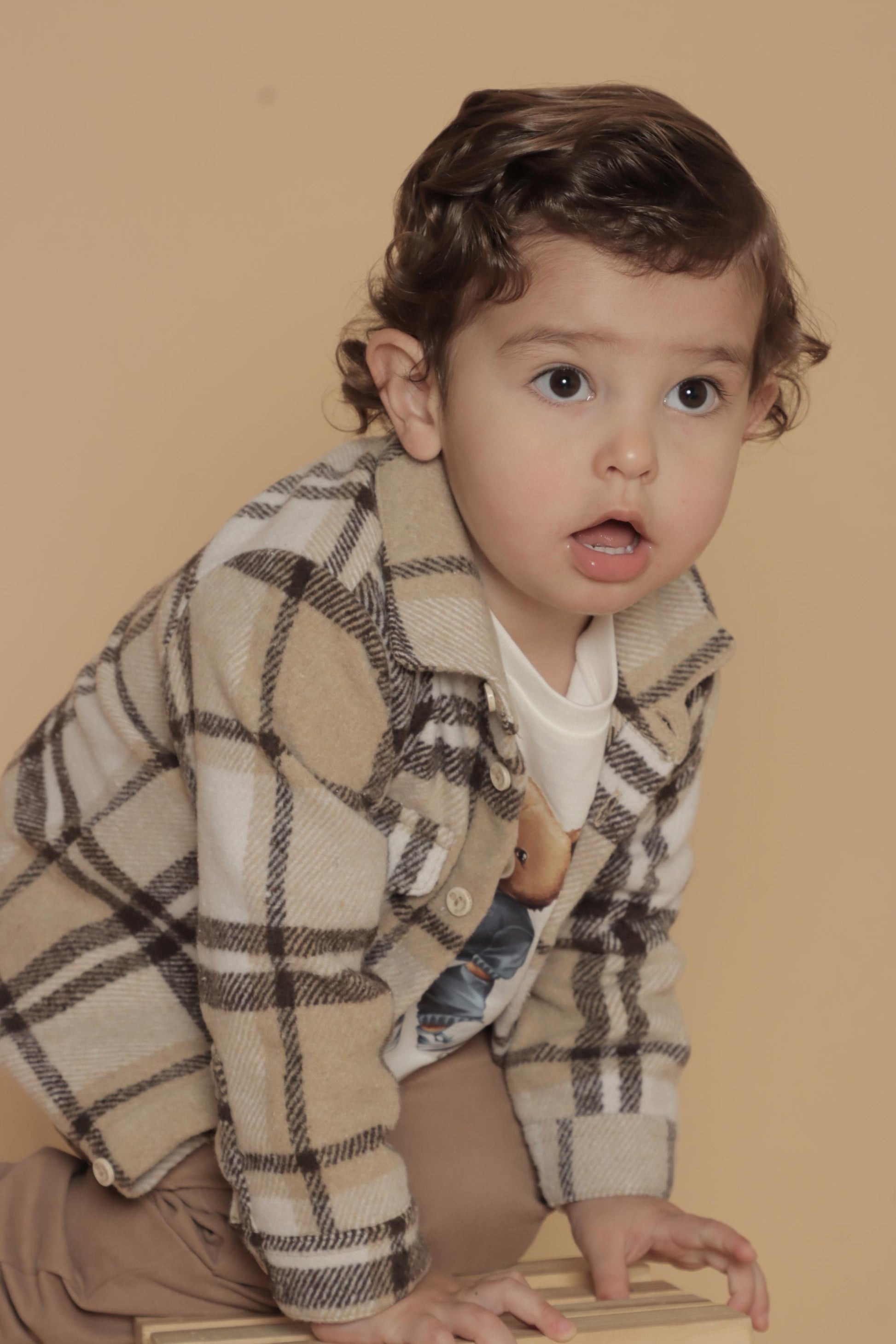 Camisa Infantil Menino Xadrez Marrom