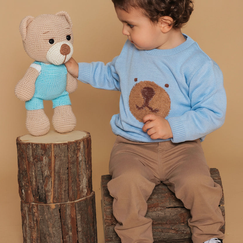 Malha em Tricot Infantil Ursinho Azul para Meninos — foto 1