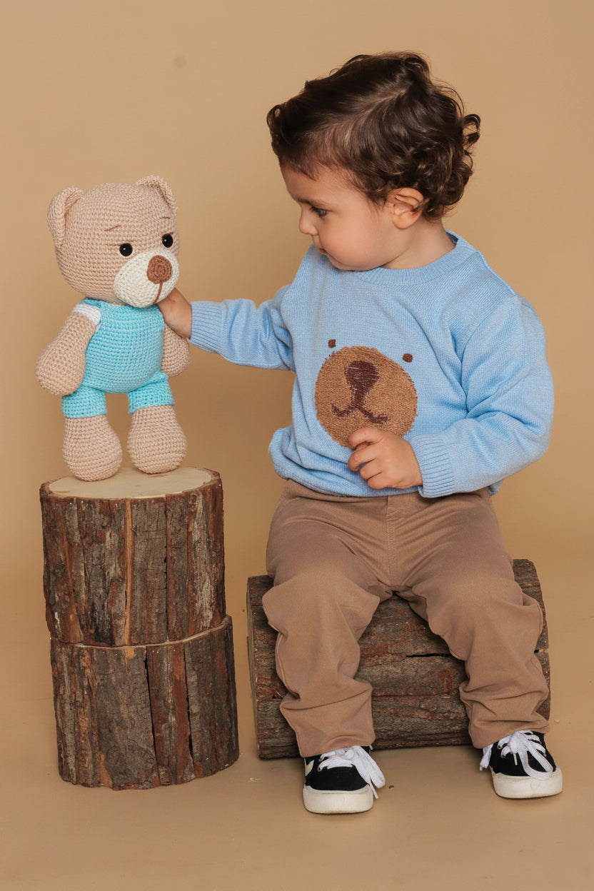 Malha em Tricot Infantil Ursinho Azul para Meninos — foto 1
