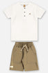 Conjunto Infantil Menino Camiseta Gola Padre Bermuda de Sarja — foto 2