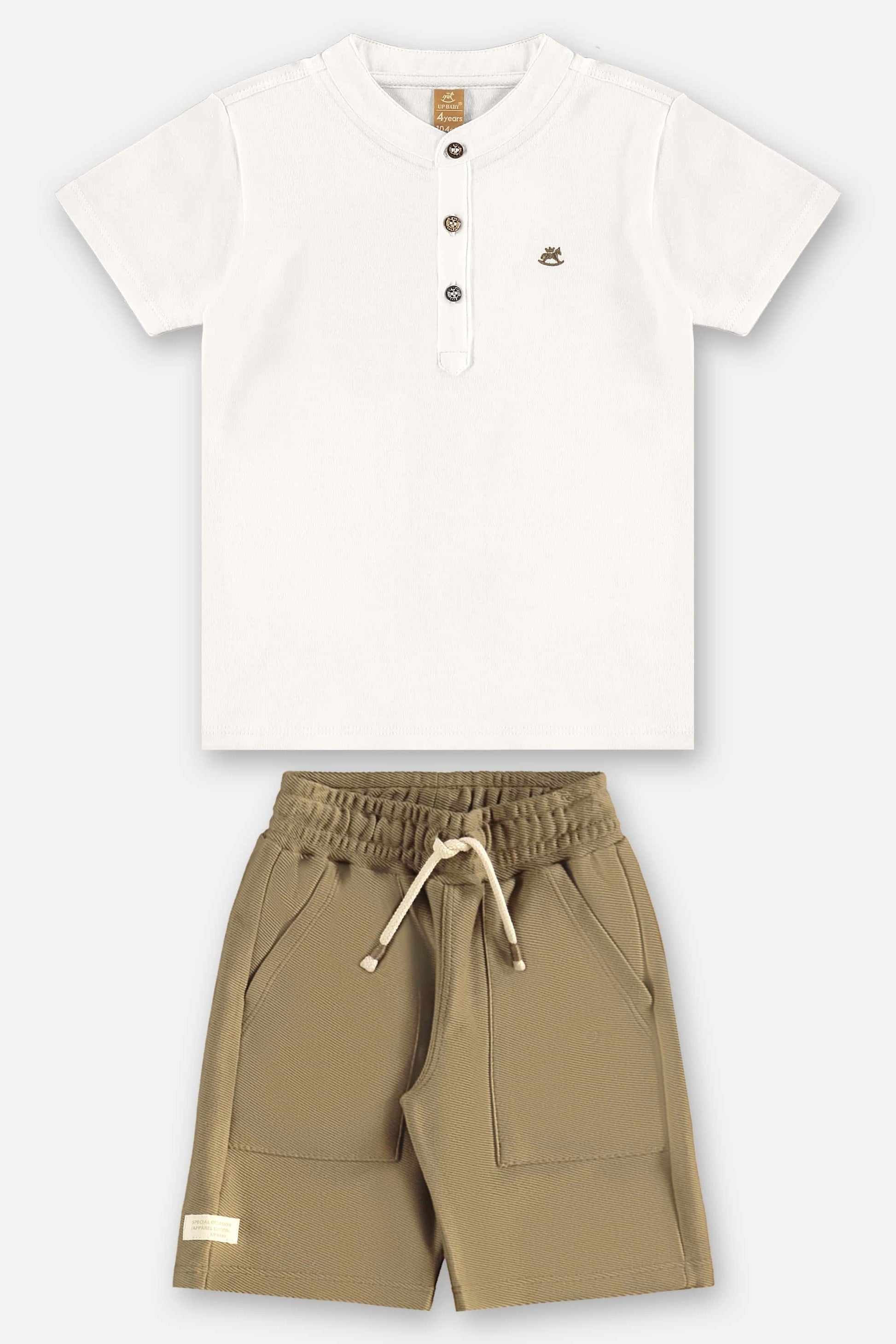 Conjunto Infantil Menino Camiseta Gola Padre Bermuda de Sarja — foto 2