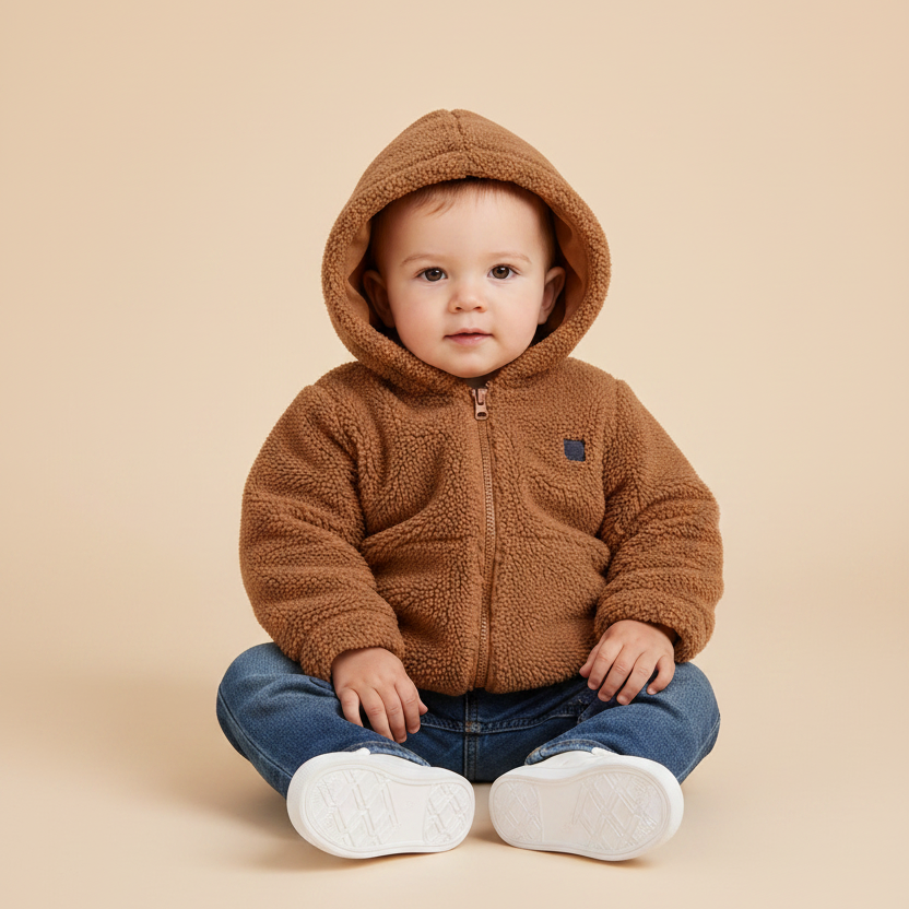 Casaco Infantil Masculino Peludinho - Pelo Sintético Marrom