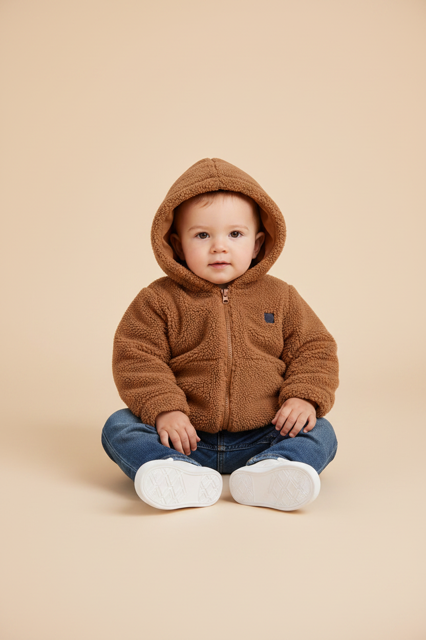 Casaco Infantil Masculino Peludinho - Pelo Sintético Marrom