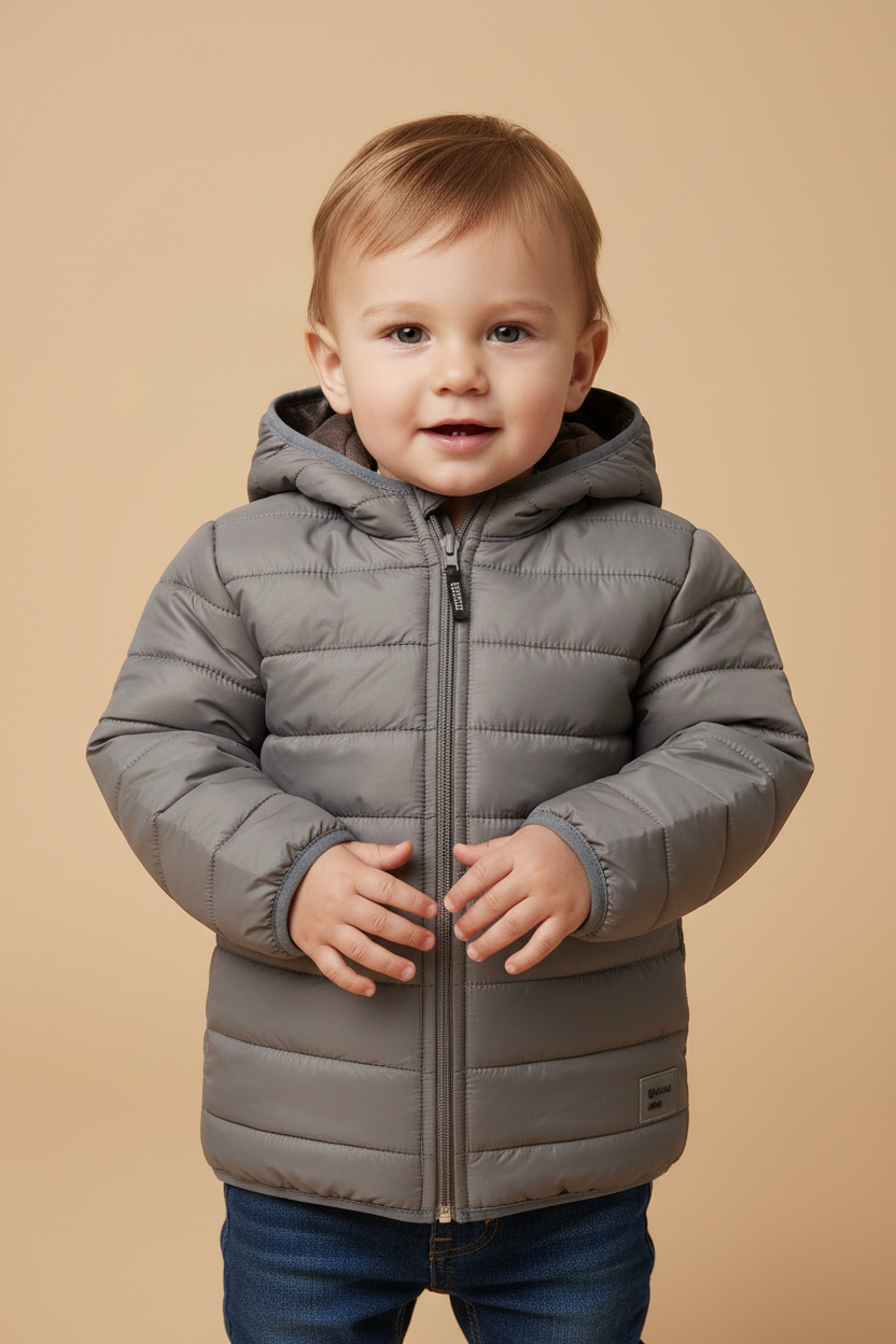 Jaqueta Infantil Fibra Cinza Chumbo - Dame Dos