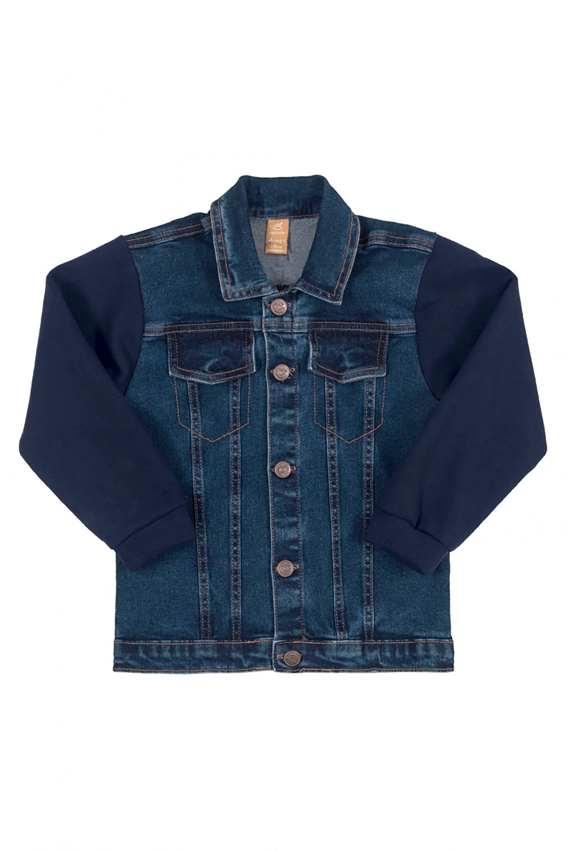 Jaqueta Infantil Jeans com Mangas em Moletom — foto 2