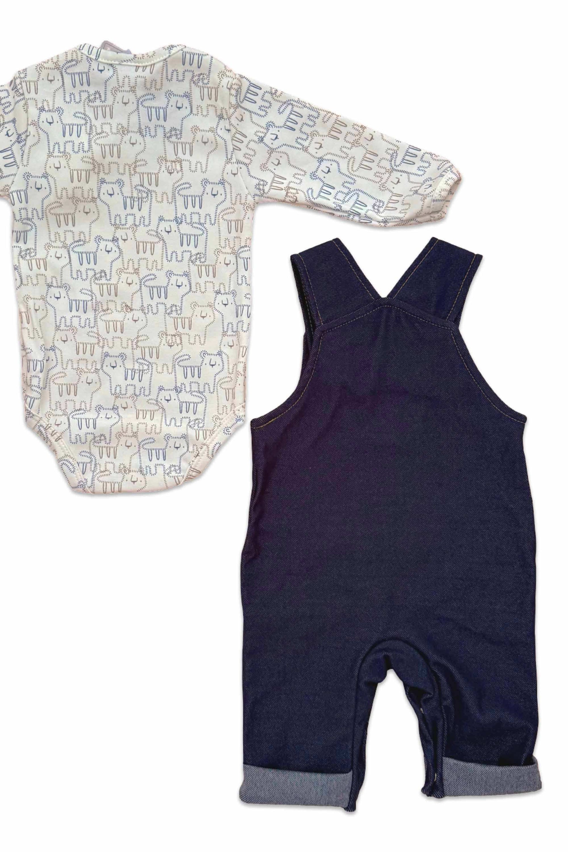 Jardineira para Bebê Menino Moletinho Jeans e Body Estampa Tigre — foto 4