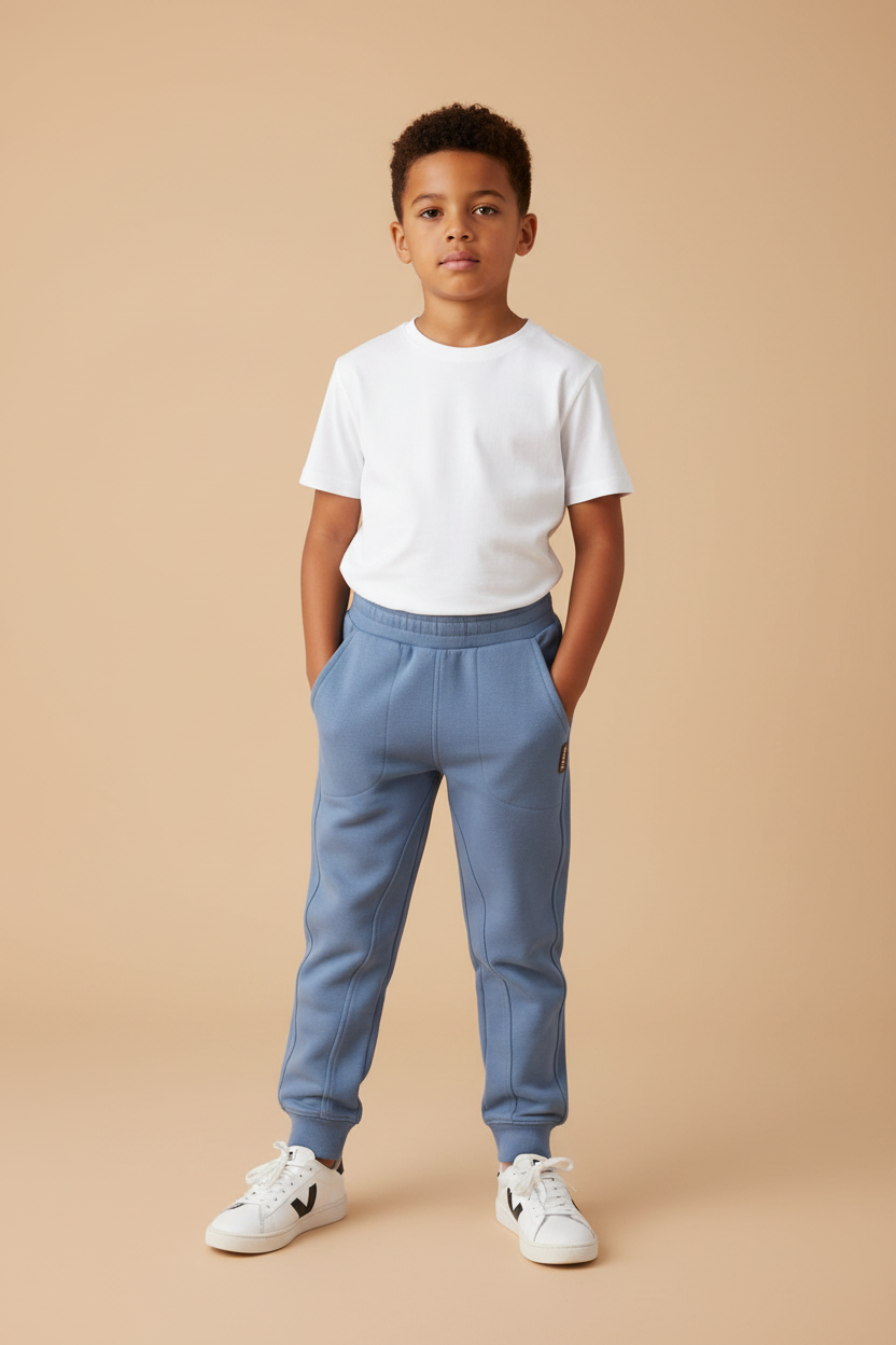Calça Infantil Moletom Jogger Azul Denim — foto 3