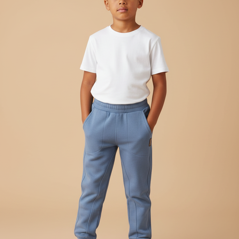 Calça Infantil Moletom Jogger Azul Denim — foto 3
