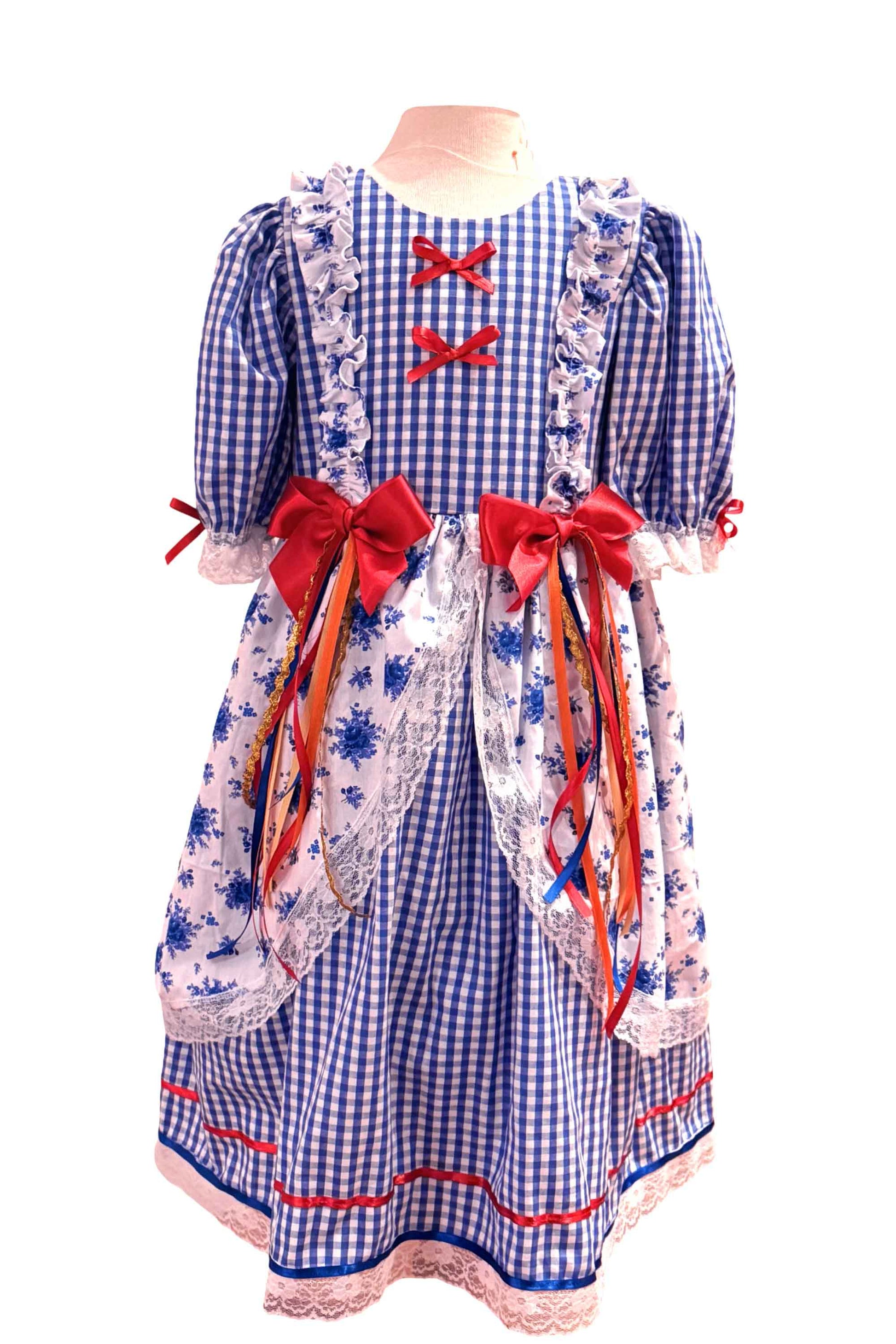 Vestido Junino Infantil Azul Royal Ester