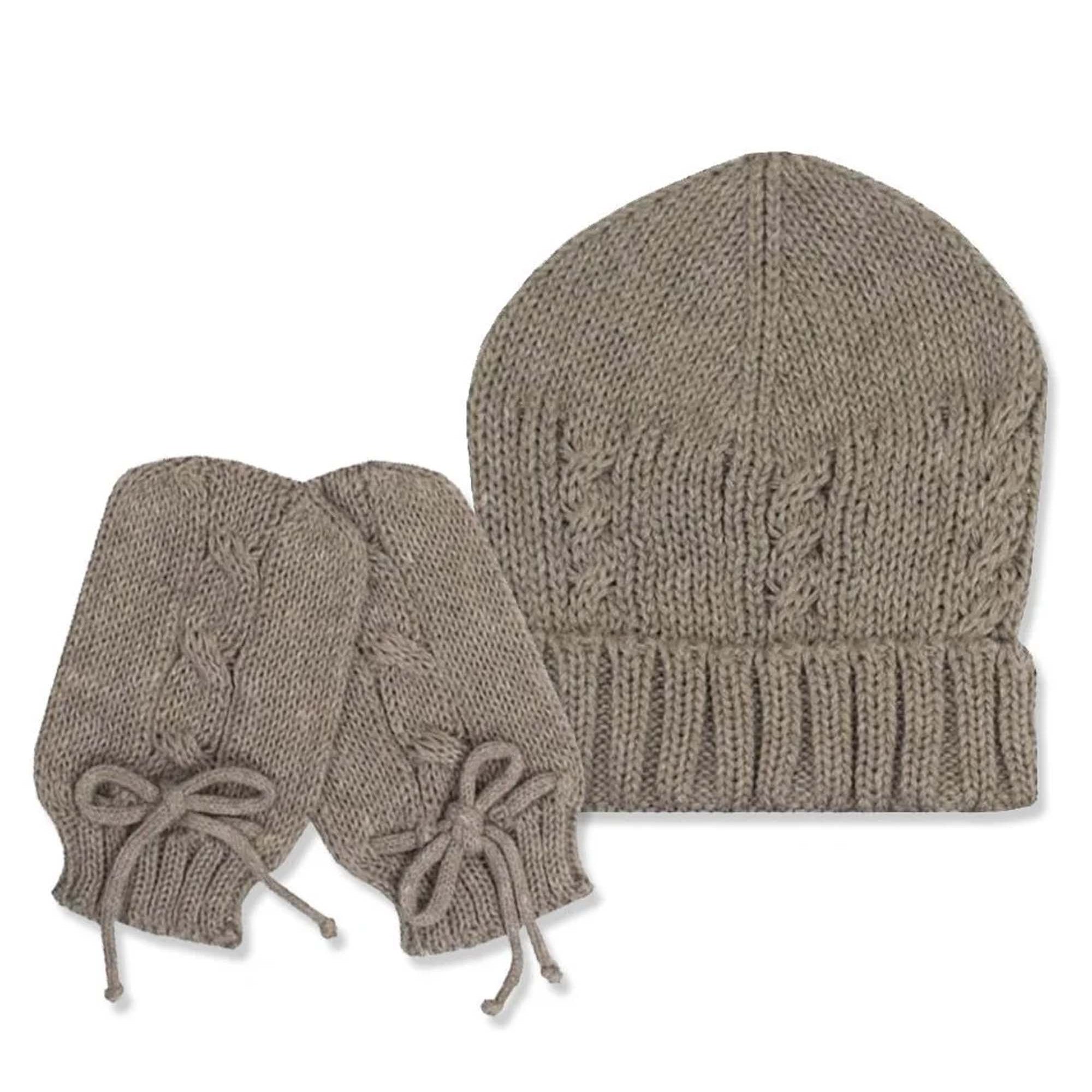 Kit de Gorro e Luva em Tricô para Recém Nascido Cor Rolex — foto 1