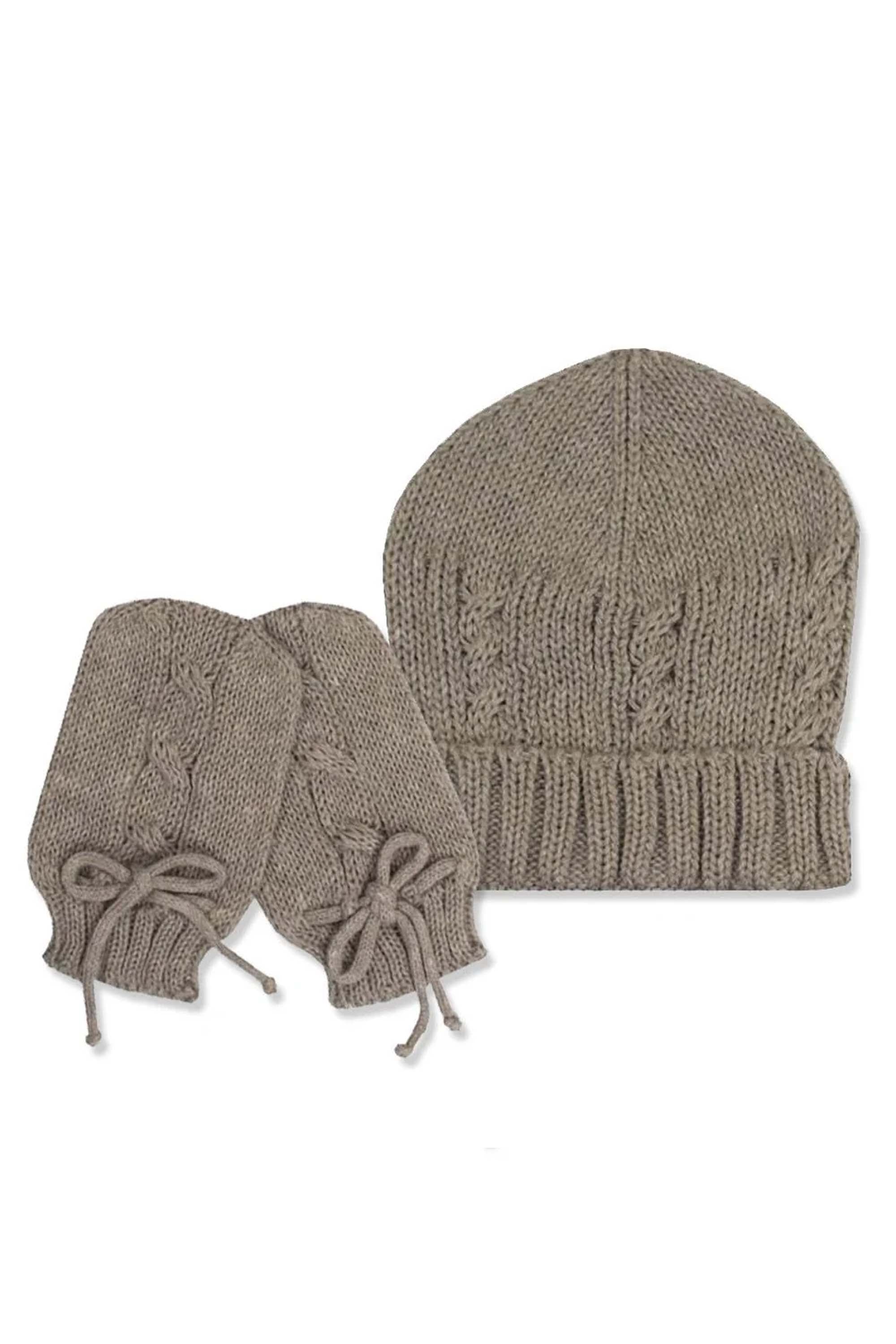 Kit de Gorro e Luva em Tricô para Recém Nascido Cor Rolex — foto 1