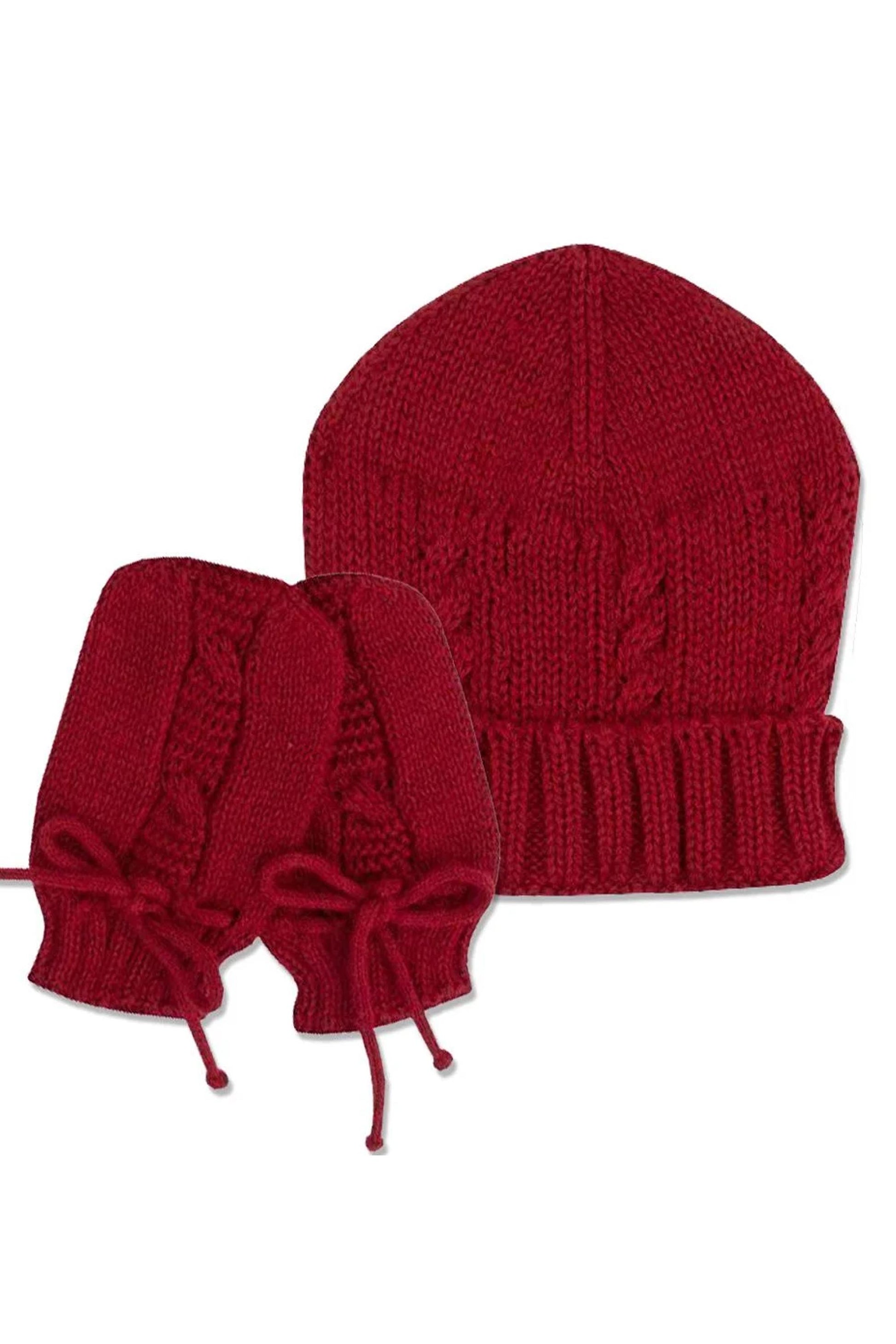 Kit Gorro e Luva em Tricô para Recém Nascido Vermelho — foto 1