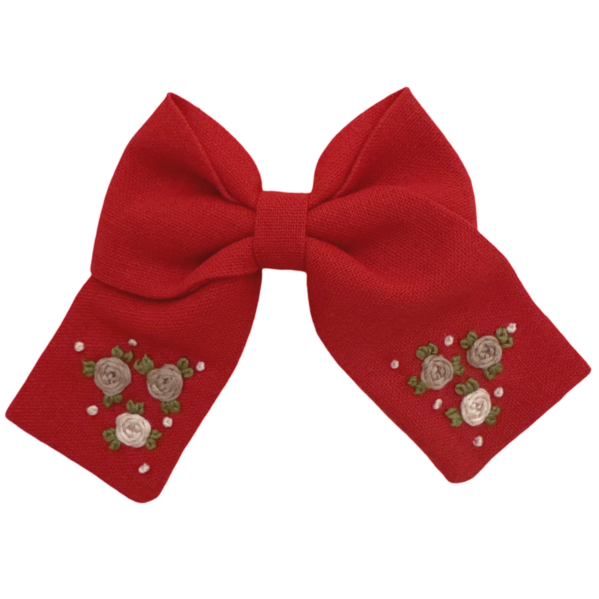 Laço Vermelho Celina G com Bordados Florais — foto 1