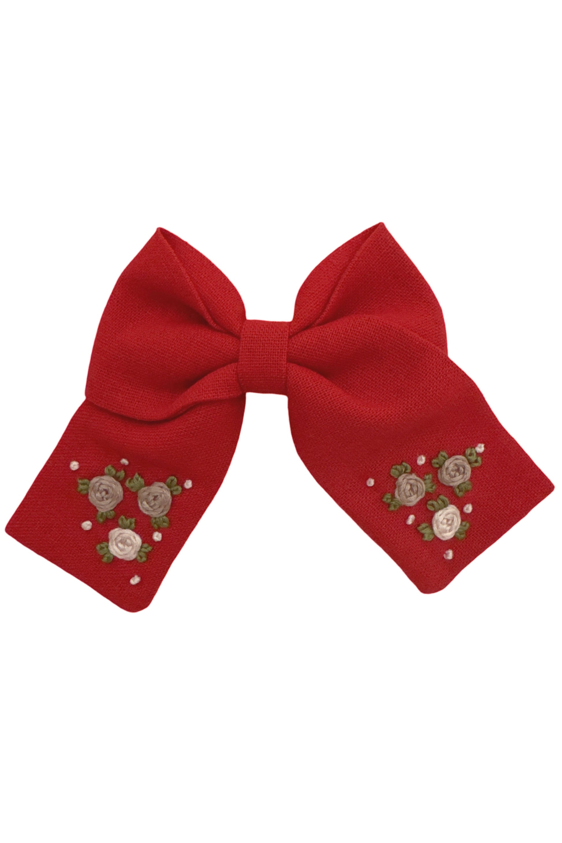 Laço Vermelho Celina G com Bordados Florais — foto 1