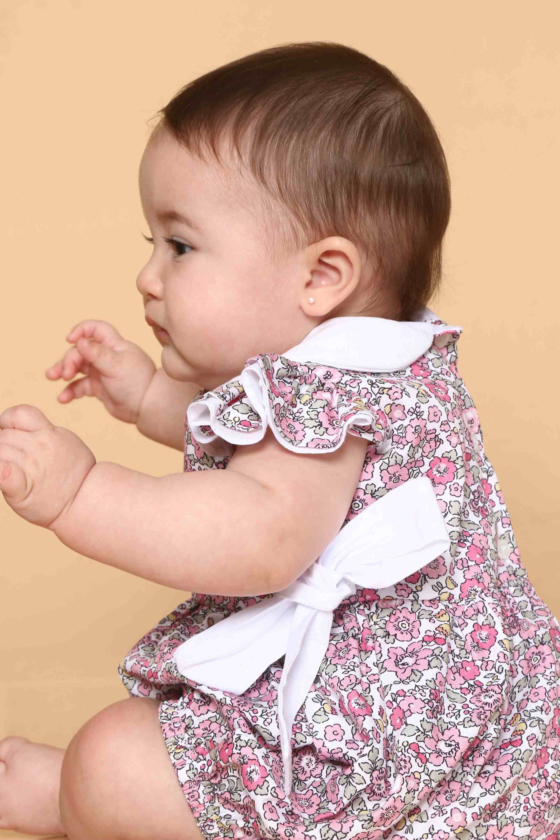 Romper Bebê Menina Floral Rosa