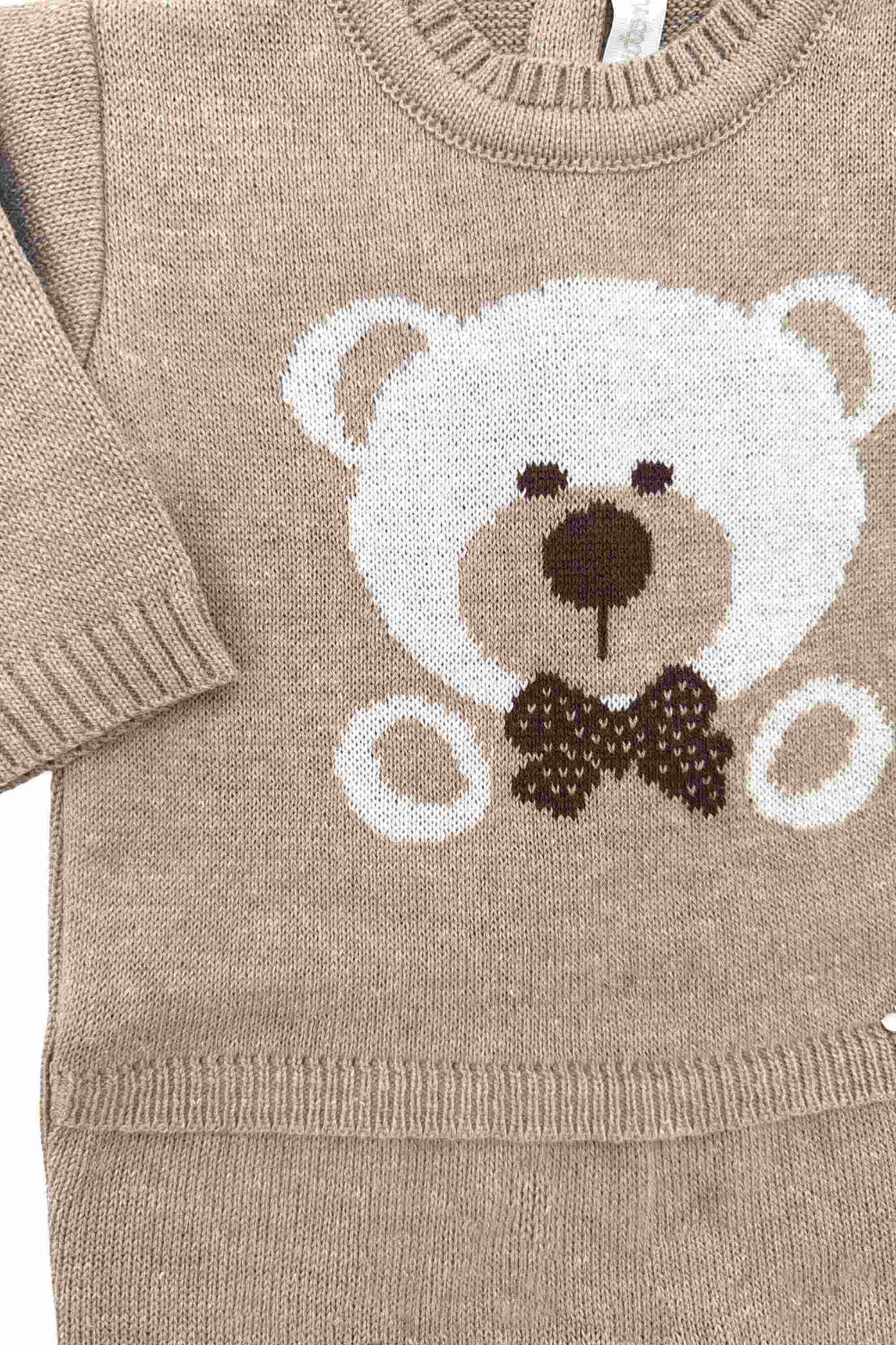 Macacão para Maternidade em Tricô Urso Bege Rolex — foto 3