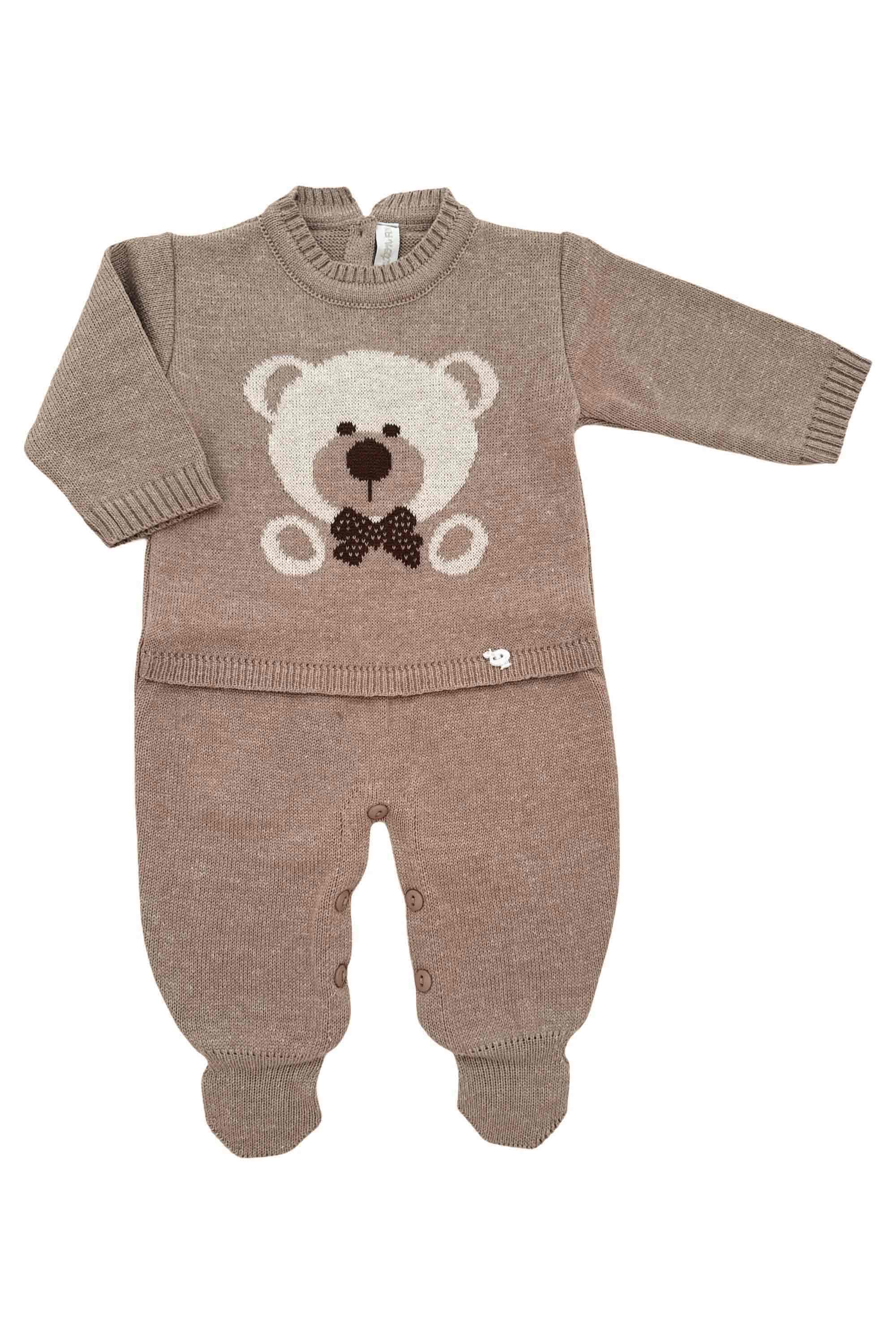 Macacão para Maternidade em Tricô Urso Bege Rolex — foto 2