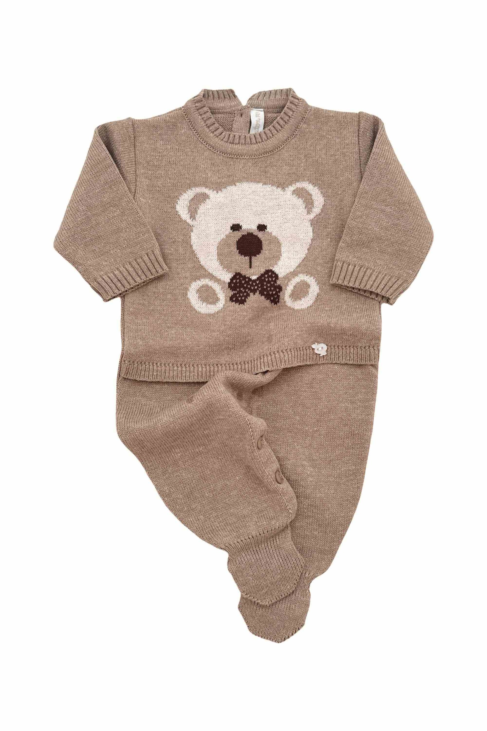 Macacão para Maternidade em Tricô Urso Bege Rolex — foto 4